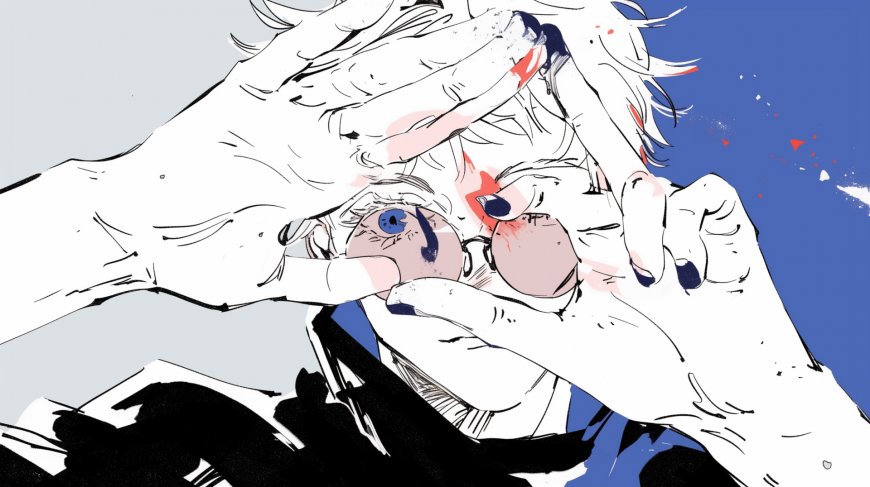 咒术回战五条悟白发蓝眼暗红血动漫电脑壁纸