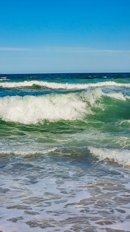 碧海白浪翻涌蓝绿风景手机壁纸精选