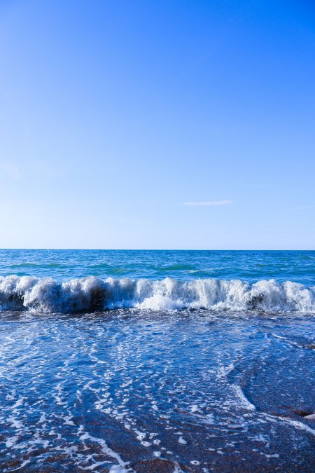 海浪拍岸蓝白清新风景手机壁纸精选