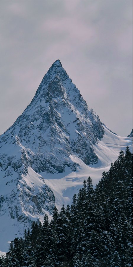 马特洪峰雪峰耸立蓝白风景手机壁纸