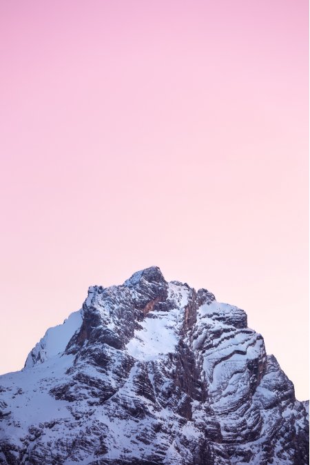 雪山峰顶覆雪粉紫风景手机壁纸精选