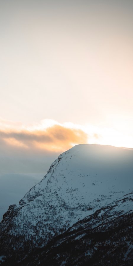 雪山峰顶日出暖金风景手机壁纸精选