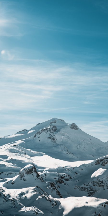 雪山巍峨雪峰连绵蓝白风景手机壁纸1