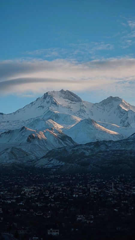 雪山巍峨云层环绕蓝白风景手机壁纸