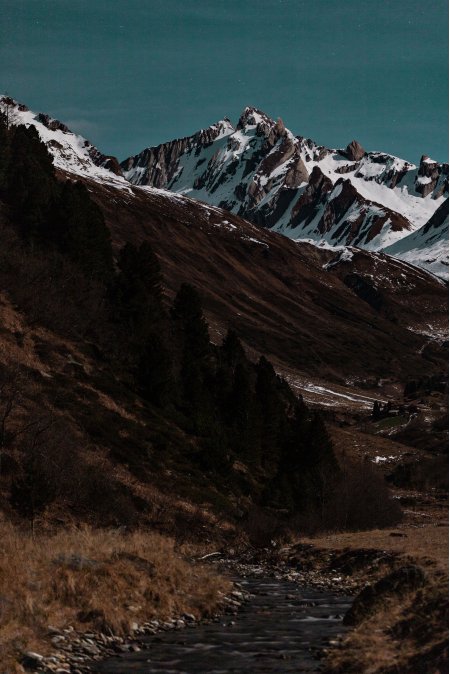雪山溪流夜空深蓝风景手机壁纸精选