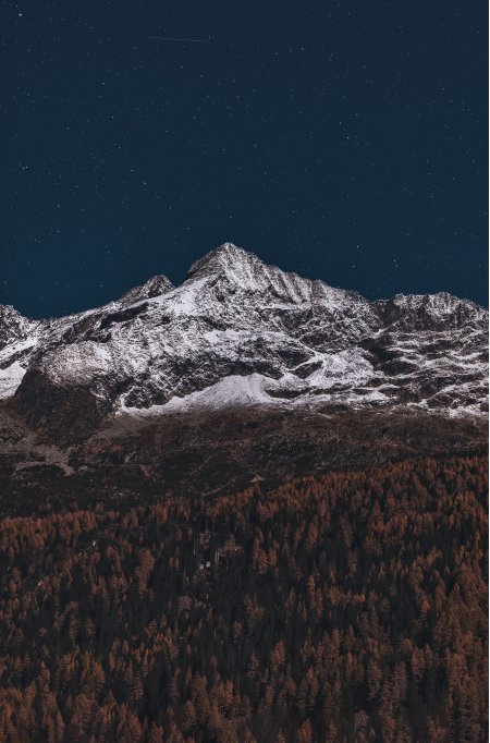 雪山星夜森林深蓝风景手机壁纸精选