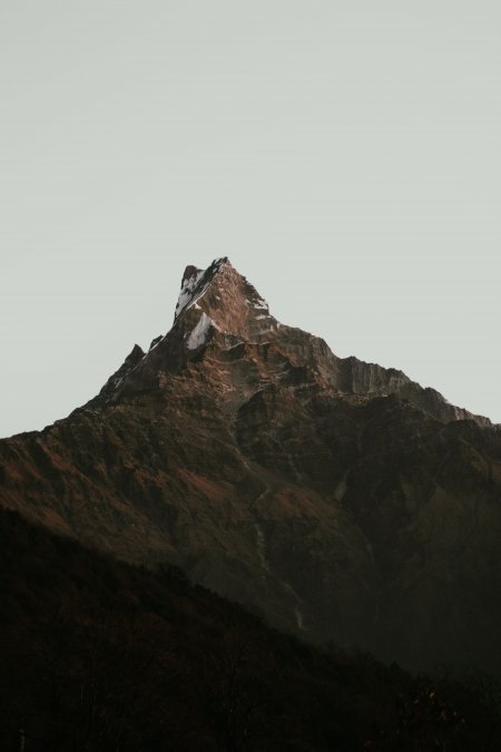 鱼尾峰雪顶巍峨灰褐风景手机壁纸