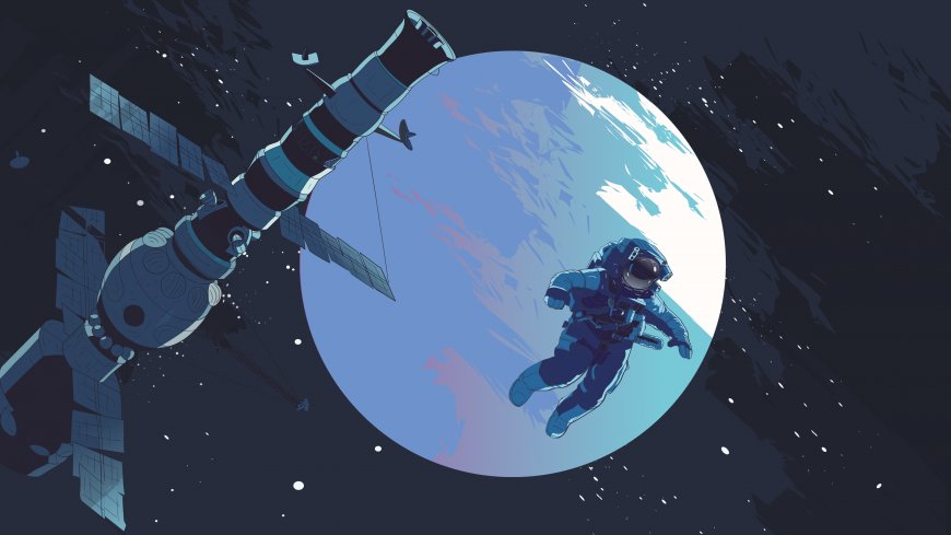 宇航员太空行走蓝白太空科幻电脑壁纸