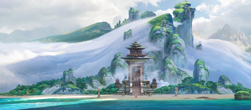 原神璃月云海仙山楼阁风景插画风景电脑壁纸