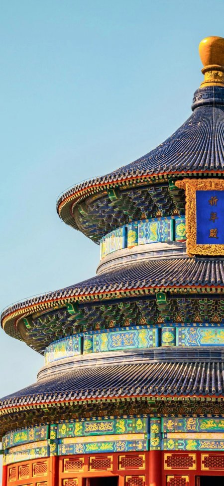 天坛祈年殿蓝瓦金顶古建筑手机壁纸