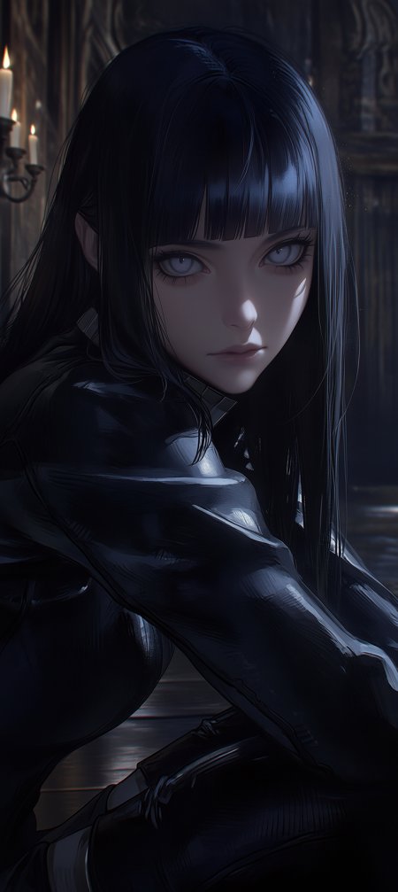 黑发蓝眼少女暗黑系动漫手机壁纸