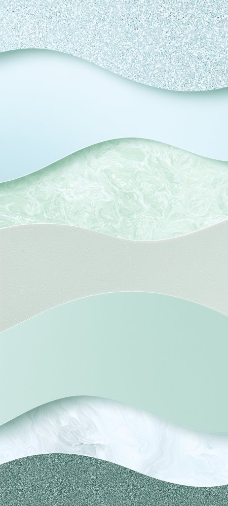 波浪分层纹理浅绿蓝白创意手机壁纸