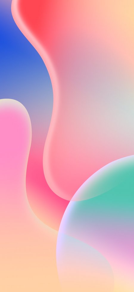 渐变流体色块粉蓝绿创意手机壁纸