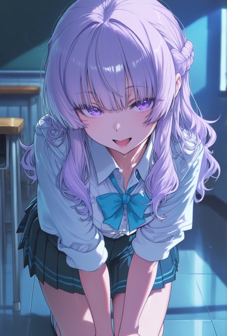 紫发少女校服微笑蓝紫动漫手机壁纸