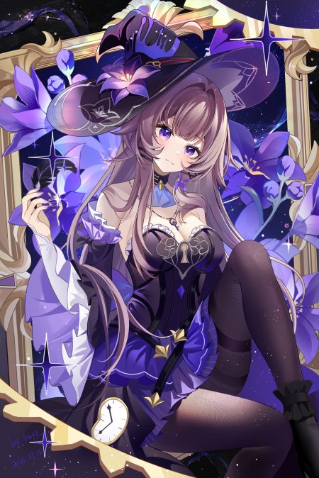 崩坏星穹铁道黑塔紫裙巫师帽繁花插画动漫手机壁纸