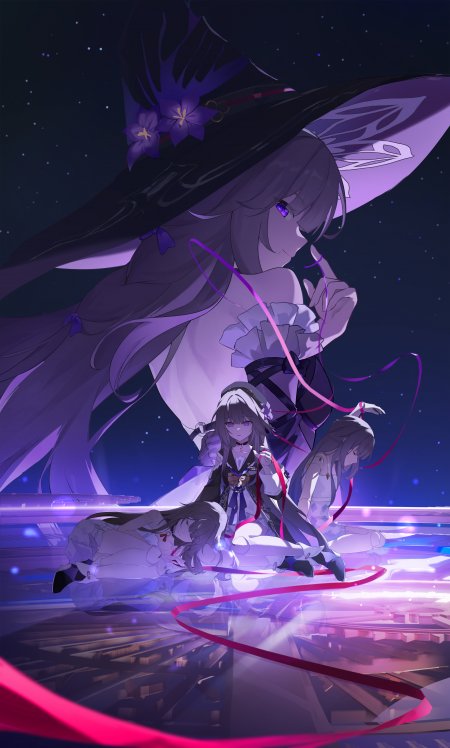 崩坏星穹铁道黑塔多重身影紫夜丝带插画动漫手机壁纸