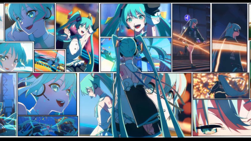 初音未来多格动态蓝绿动漫电脑壁纸