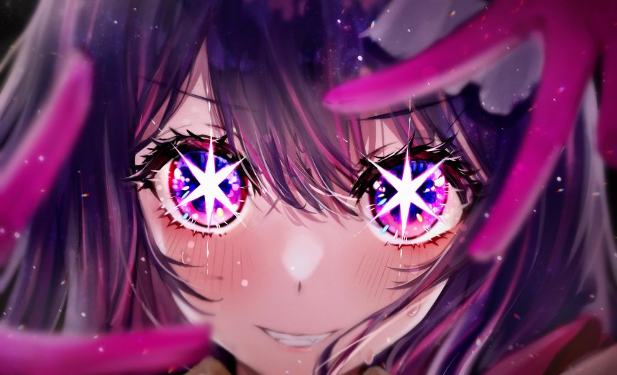 我推的孩子星野爱紫发星星眼面部特写高光绚丽动漫电脑壁纸