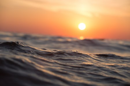 海面波浪夕阳余晖橙金风景手机壁纸