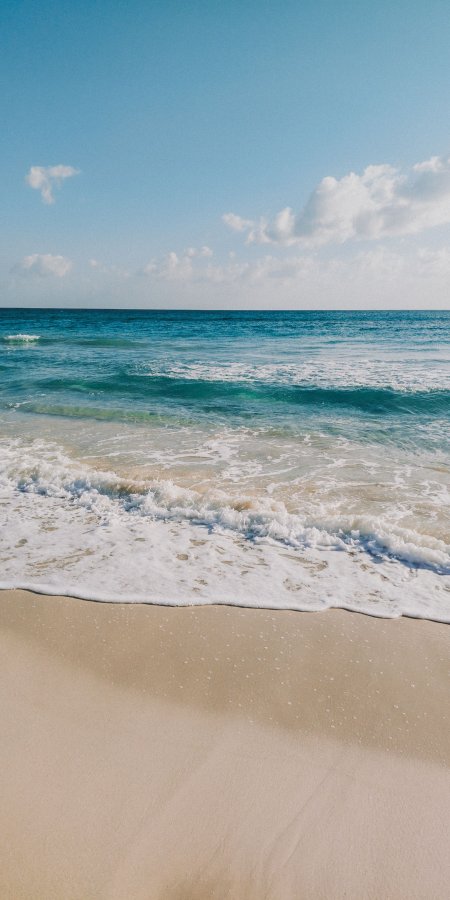 碧海蓝天白浪沙滩蓝白风景手机壁纸