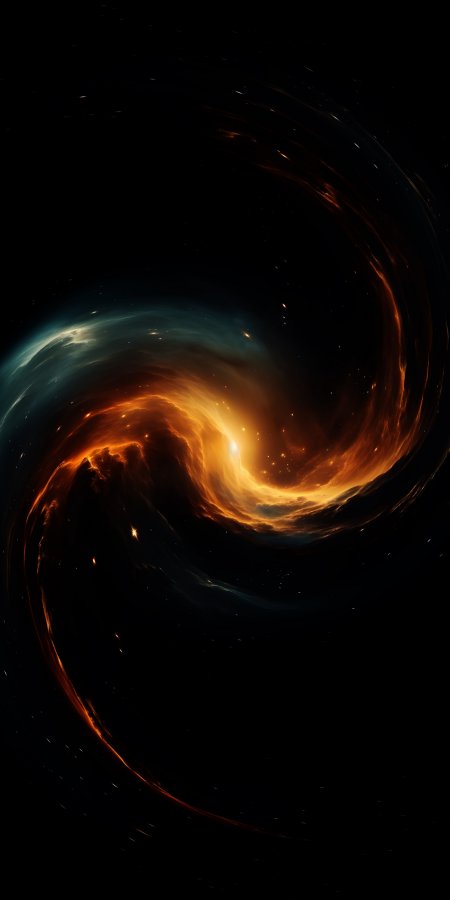 星云旋涡橙蓝交织暗黑太空科幻手机壁纸