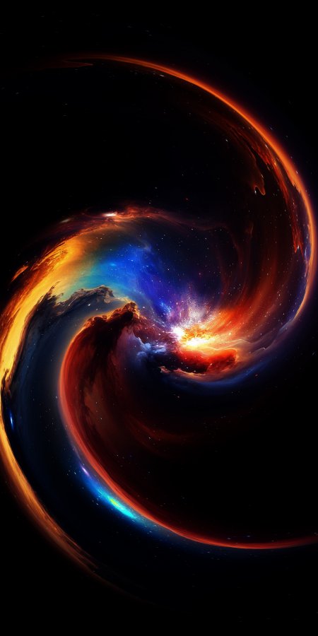 星云旋涡蓝红交织暗黑太空科幻手机壁纸
