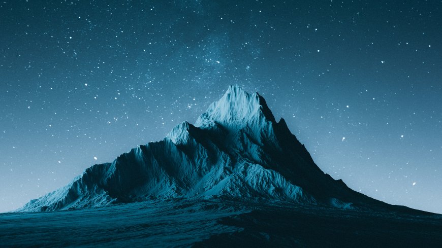 雪山巍峨星河璀璨深蓝暗调风景电脑壁纸