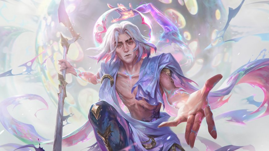 英雄联盟泽拉斯紫蓝魔法特效银发法师动漫电脑壁纸
