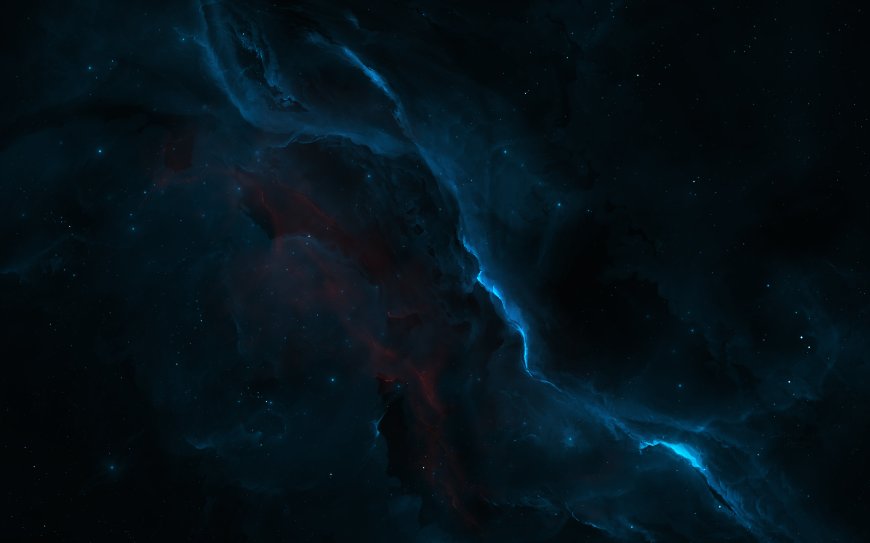 深邃星云蓝红交织暗黑太空科幻电脑壁纸