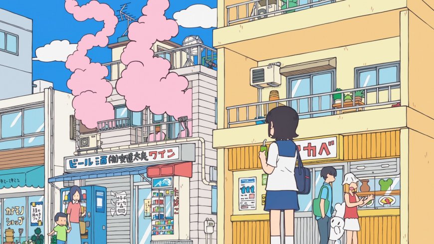 日常街景樱花飘散蓝白清新动漫电脑壁纸