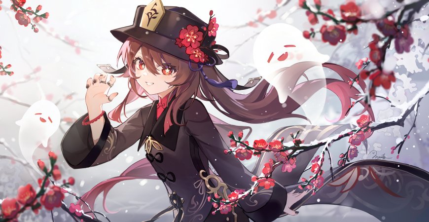原神胡桃红梅雪景少女动漫电脑壁纸