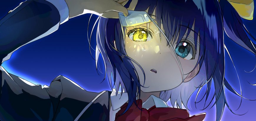 魔法少女小圆鹿目圆蓝发异色瞳特写蓝紫动漫电脑壁纸