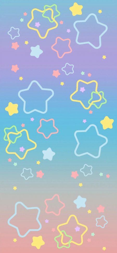 彩色星星渐变背景梦幻粉蓝创意手机壁纸