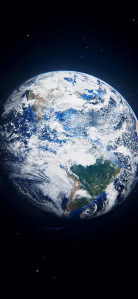 地球蔚蓝白云环绕深空星点太空科幻手机壁纸