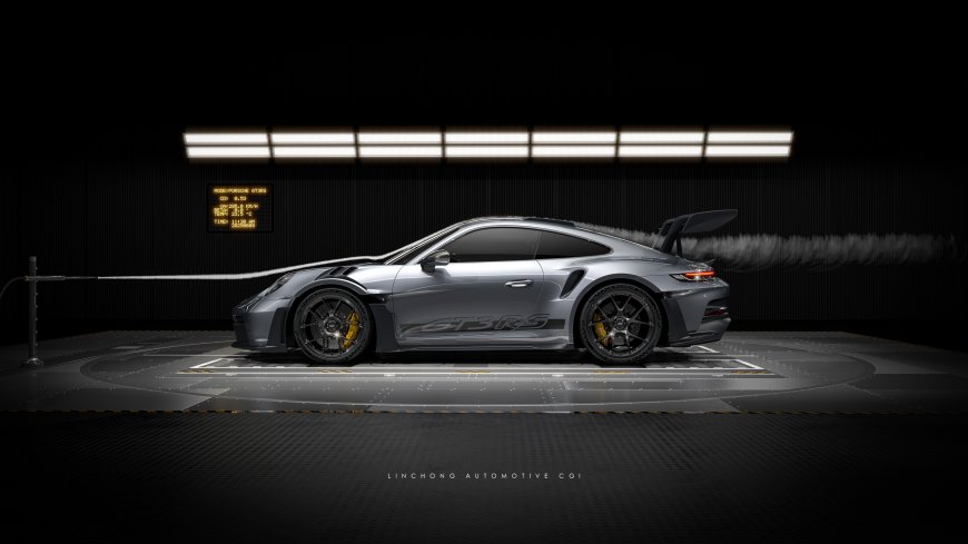 保时捷911GT3RS银灰超跑侧影黑金科技感汽车电脑壁纸