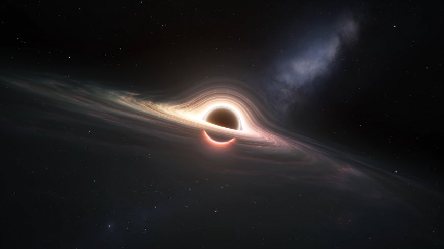 黑洞引力透镜效应星云环绕暗蓝太空科幻电脑壁纸