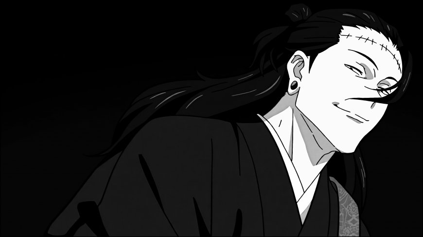 咒术回战羂索黑白画风长发微笑动漫电脑壁纸