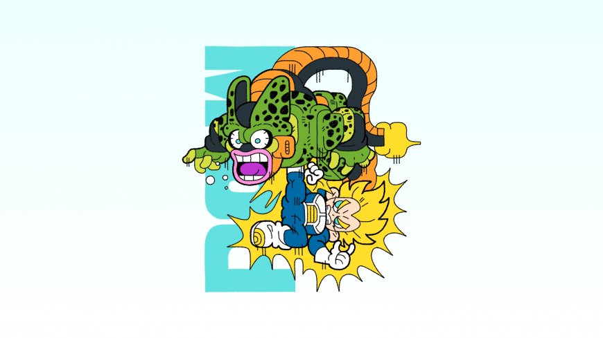 龙珠沙鲁与贝吉塔激战绿黑黄动漫电脑壁纸