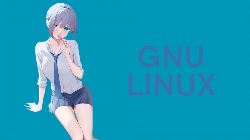 Linux灰发蓝眼少女领带蓝色背景动漫电脑壁纸