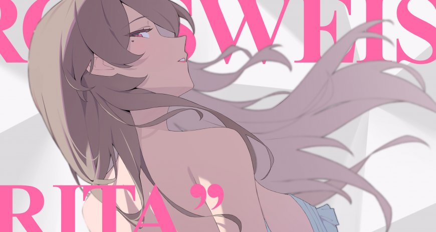 绝区零丽塔灰发少女侧颜粉色字母背景简约动漫电脑壁纸