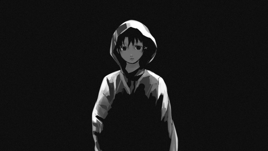 新世纪福音战士绫波丽白衫黑背景灰白动漫电脑壁纸
