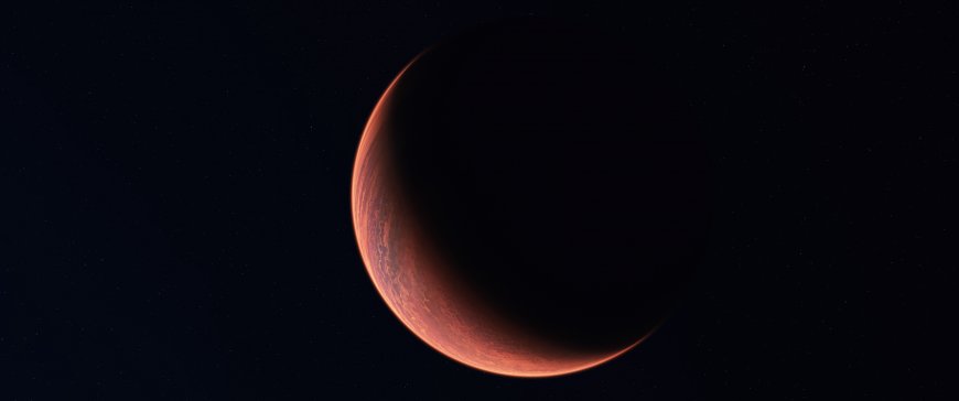 火星新月形地貌橙红暗黑太空科幻电脑壁纸