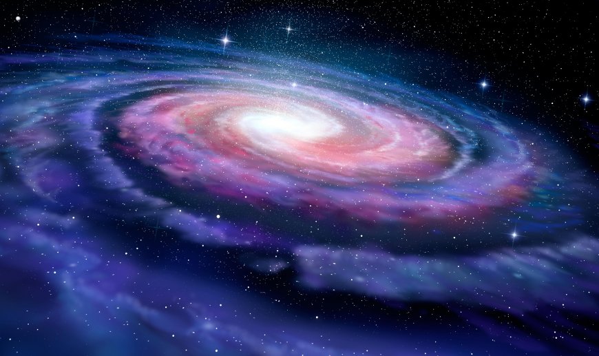 螺旋星系璀璨星云紫蓝交织暗黑太空科幻电脑壁纸