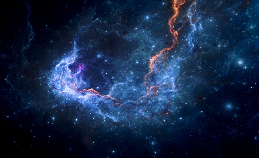 星云旋涡蓝紫橙光交织璀璨深空太空科幻电脑壁纸