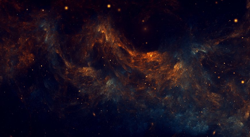 星云旋涡橙蓝交织璀璨暗黑太空科幻电脑壁纸