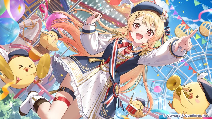 Hololive天音彼方金发少女游乐园指挥棒小鸡乐队动漫电脑壁纸