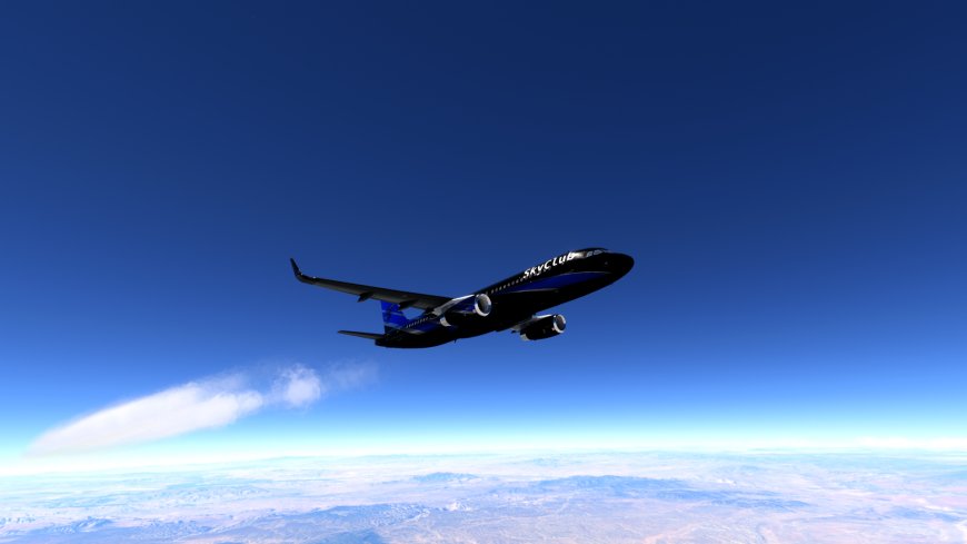 涂装空客A320客机高空巡航蓝黑航空摄影电脑壁纸