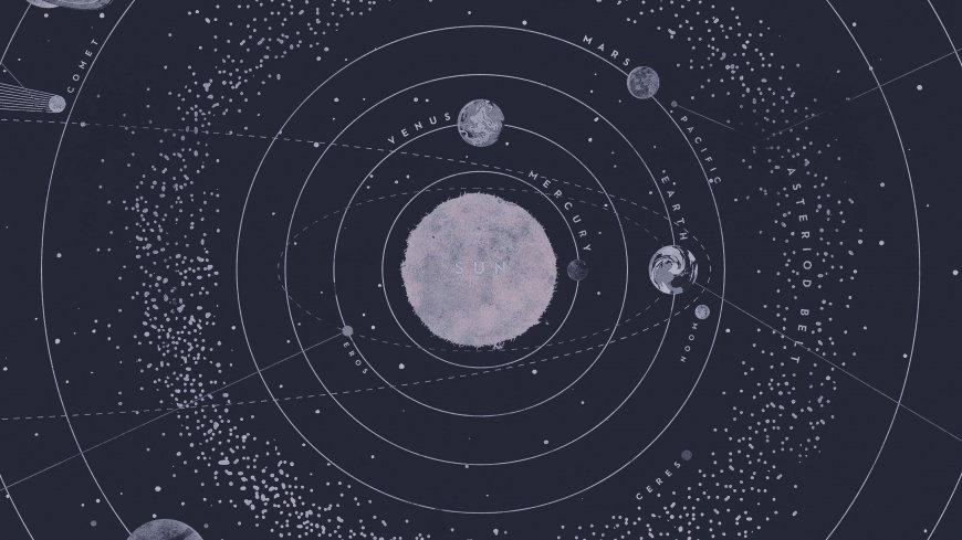 太阳系行星轨道示意图深蓝暗紫太空科幻电脑壁纸
