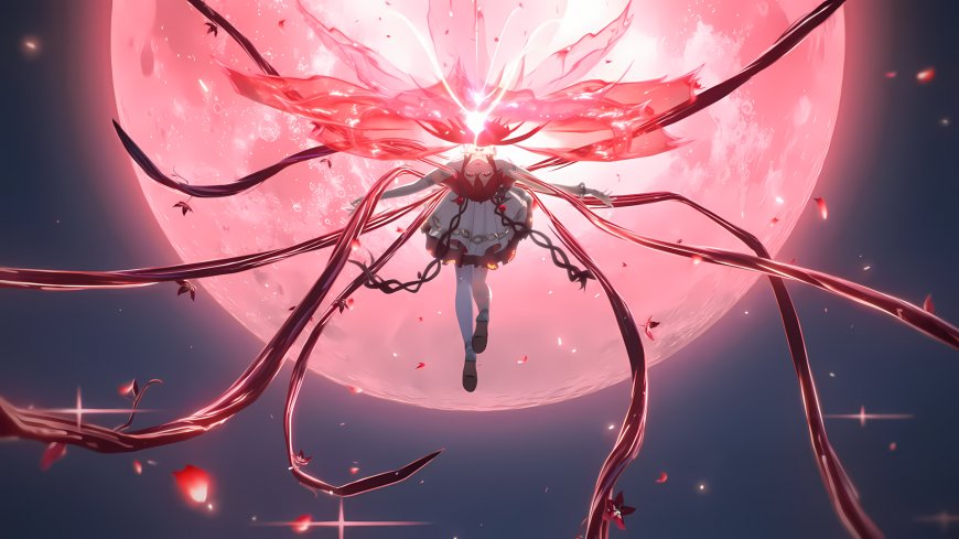 魔法少女小圆晓美焰红月绽放粉紫动漫电脑壁纸