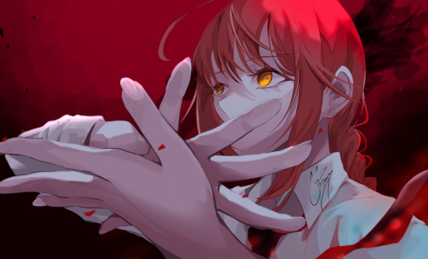 电锯人玛奇玛红发少女暗红动漫电脑壁纸